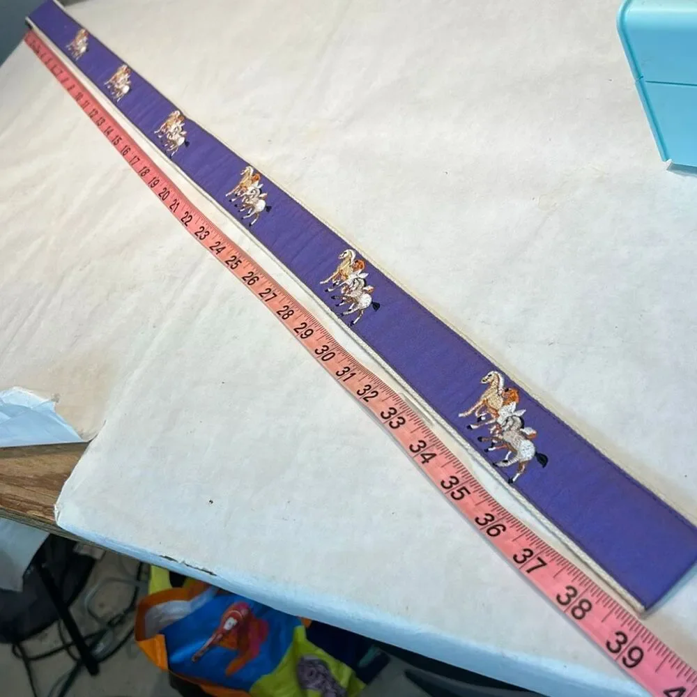 Lucky Brand Embroidered Belt Decorative Stitching Blue Medium 41”